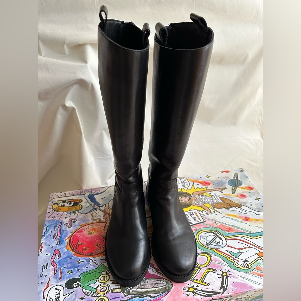 Jeffrey Campbell Friesian Riding Boot Black Leather 6.5